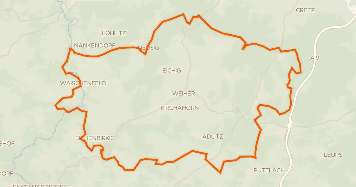 Map of the cycling route Rondje Burg Waischenfeld en Wiesent