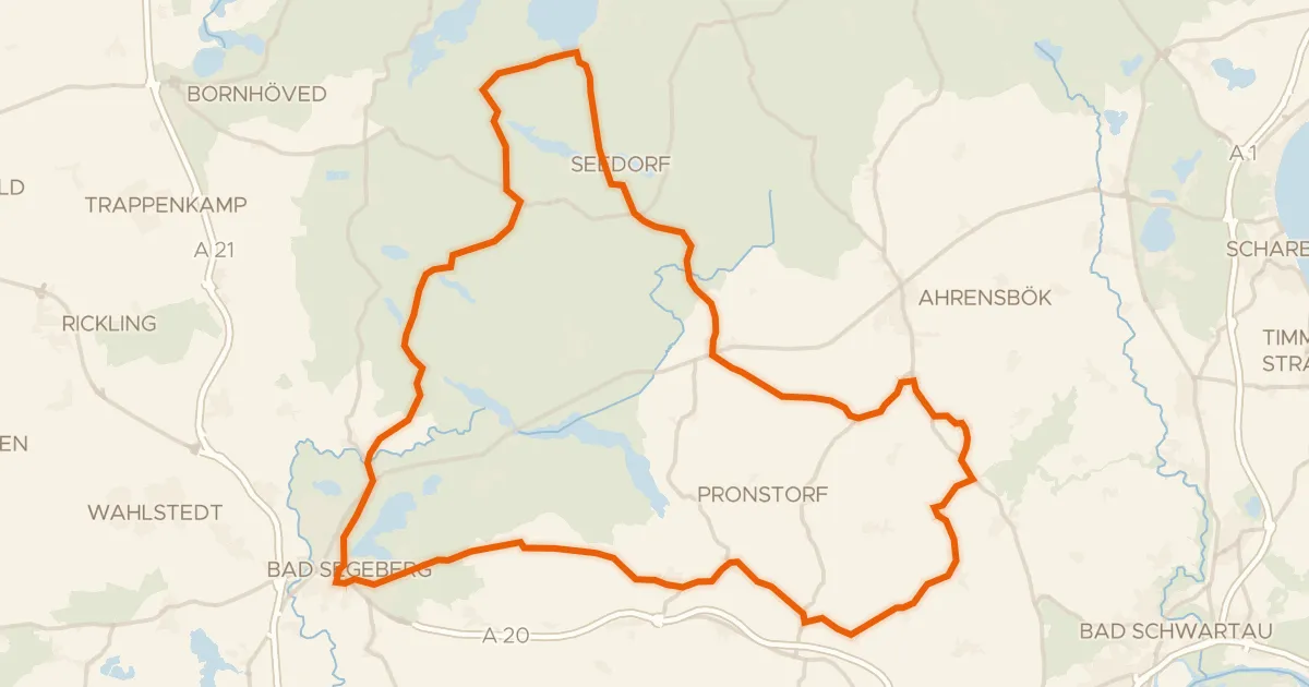 Kaart van de fietsroute Rondje Kalkberg en Naturpark Holsteinische Schweiz