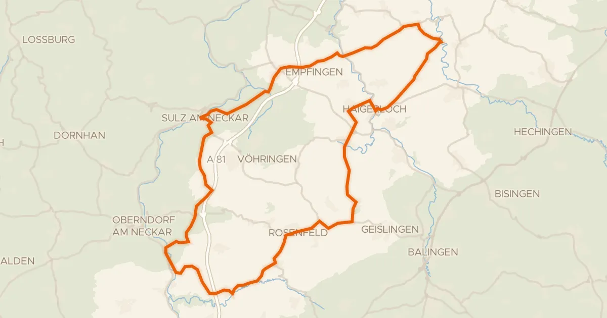 Map of the cycling route Rondje Ruine Schenkenburg en Schloss Haigerloch