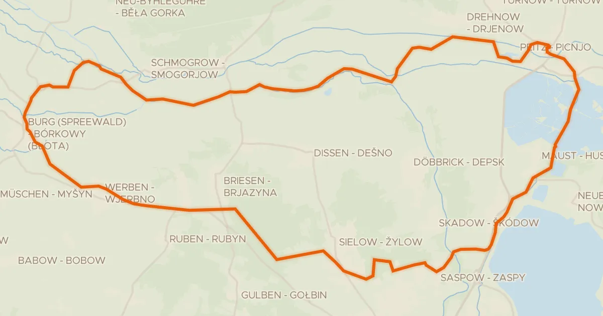 Map of the cycling route Rondje Festungsturm en Spreewald