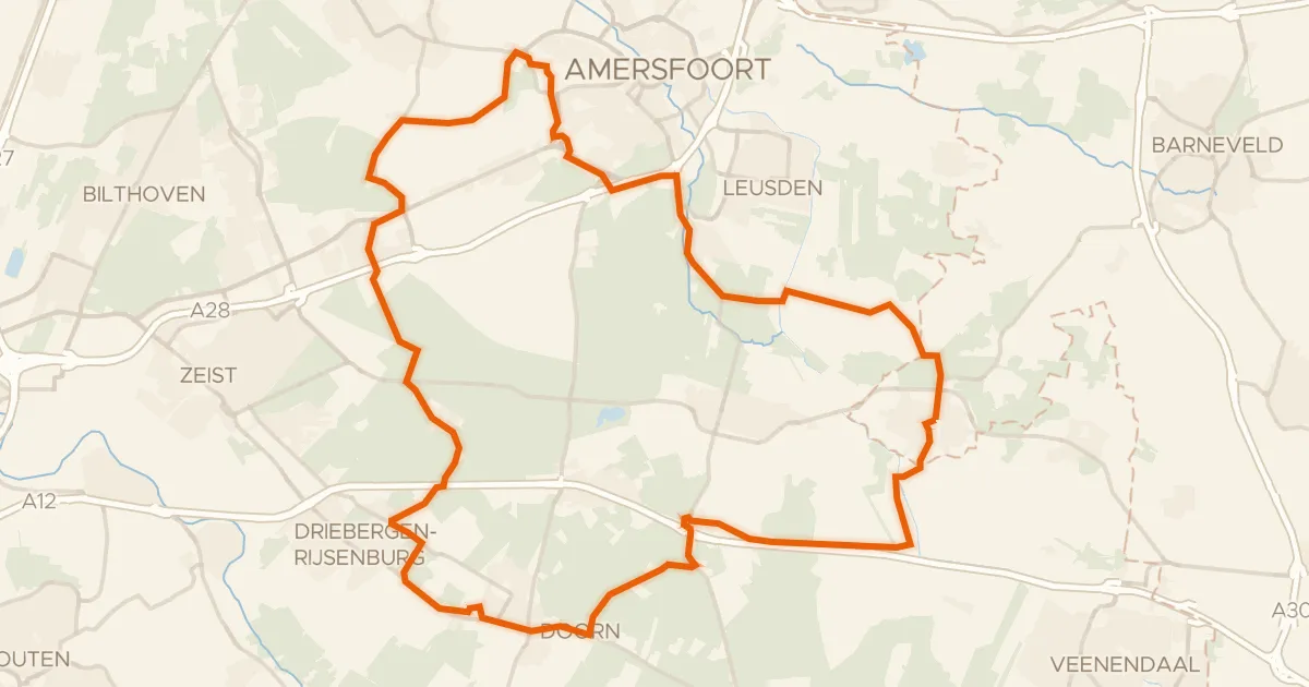 Kaart van de fietsroute Rondje Bornia en Kaapse Bossen