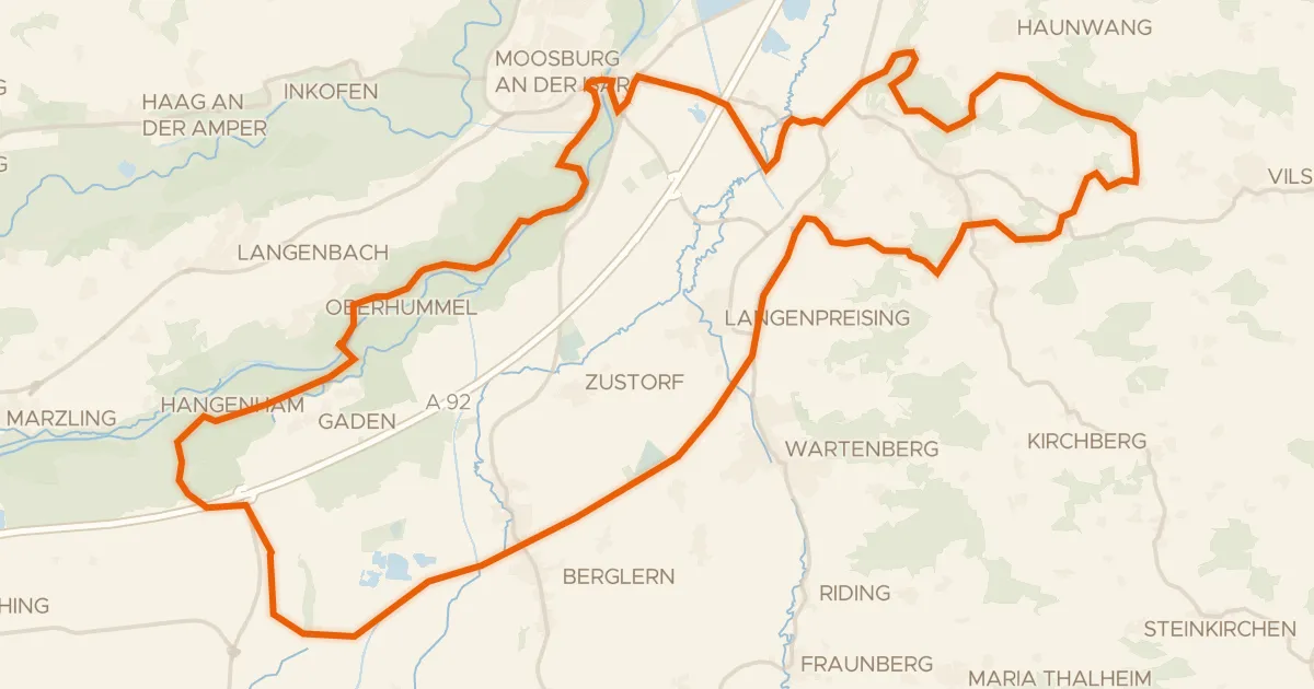Kaart van de fietsroute Rondje Freisinger Buckl en Vogelfreistätte Eittinger Weiher