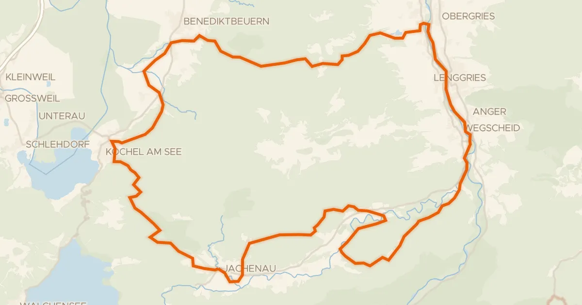 Kaart van de fietsroute Rondje Isarauen en Hochmoor an der Schemeralm