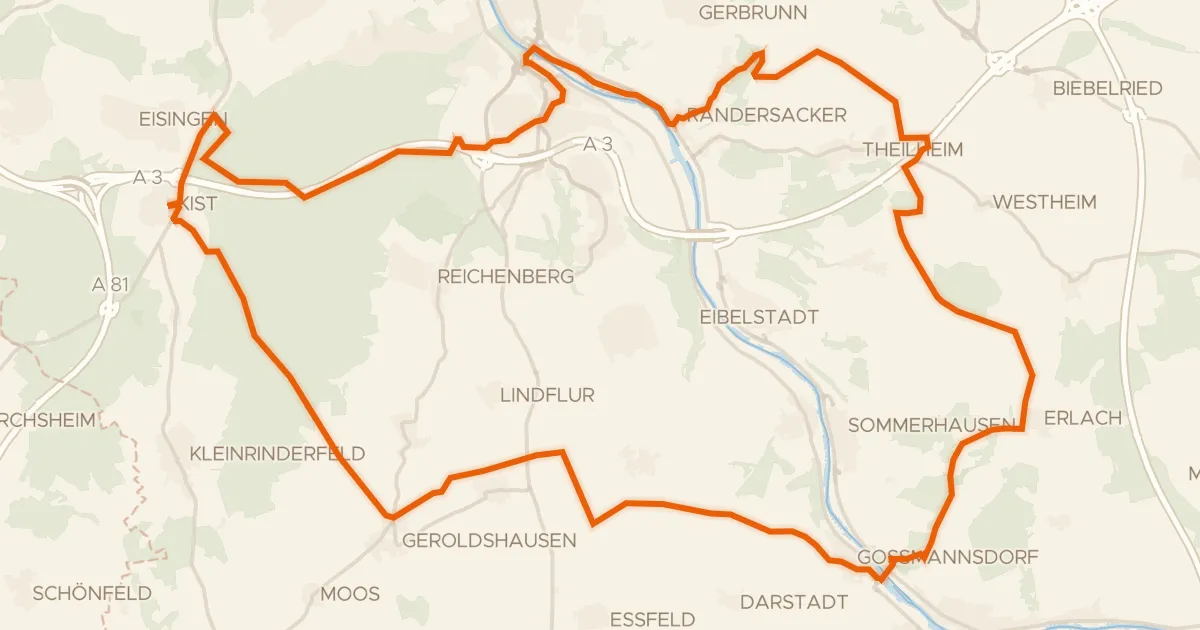 Kaart van de fietsroute Rondje Zeubelrieder Moor en Main
