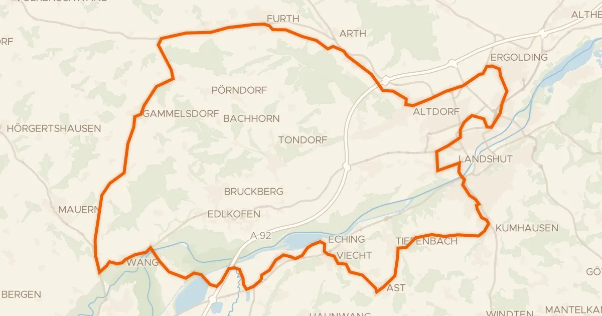 Kaart van de fietsroute Rondje Isareck en Isar