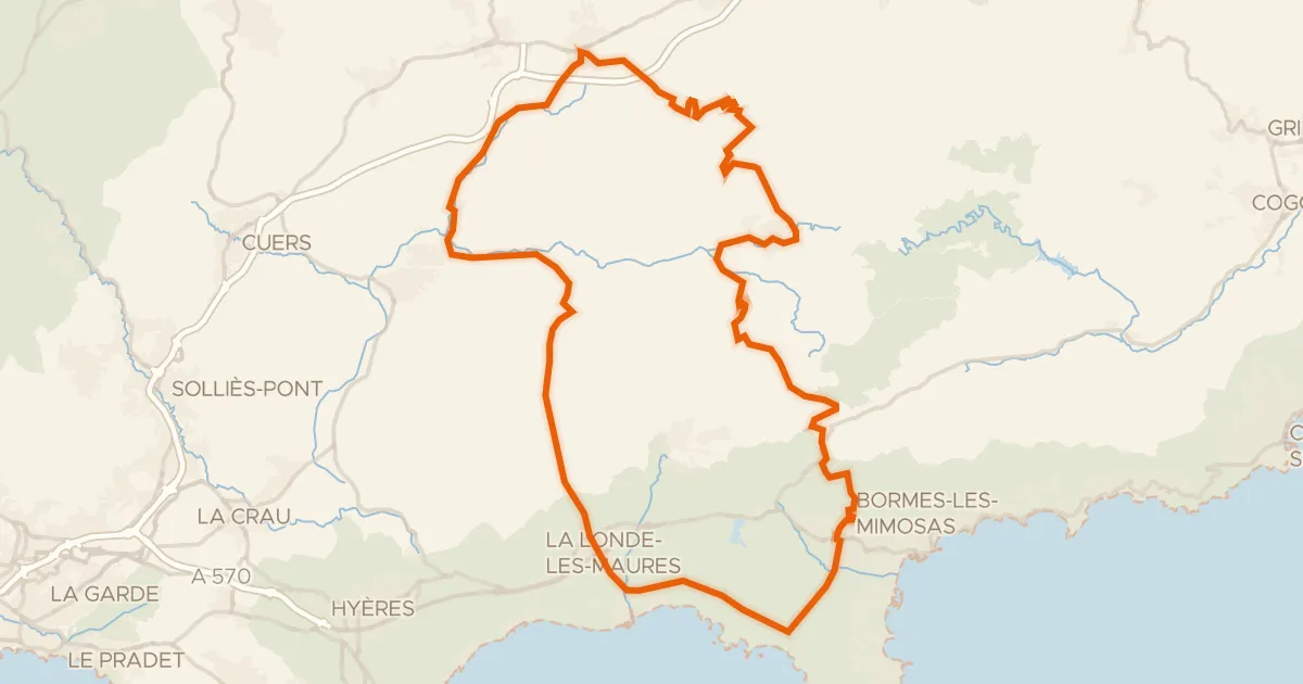 Kaart van de fietsroute Les chataîgneraies des Maures