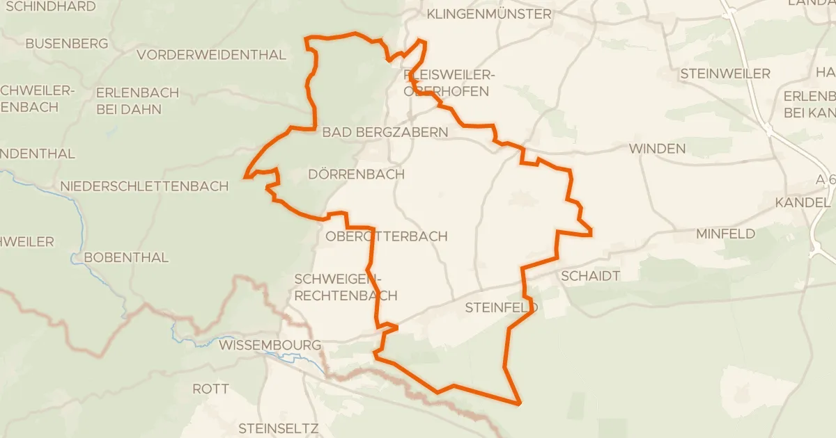 Kaart van de fietsroute Rondje Stäffelsbergturm en Lauterniederung