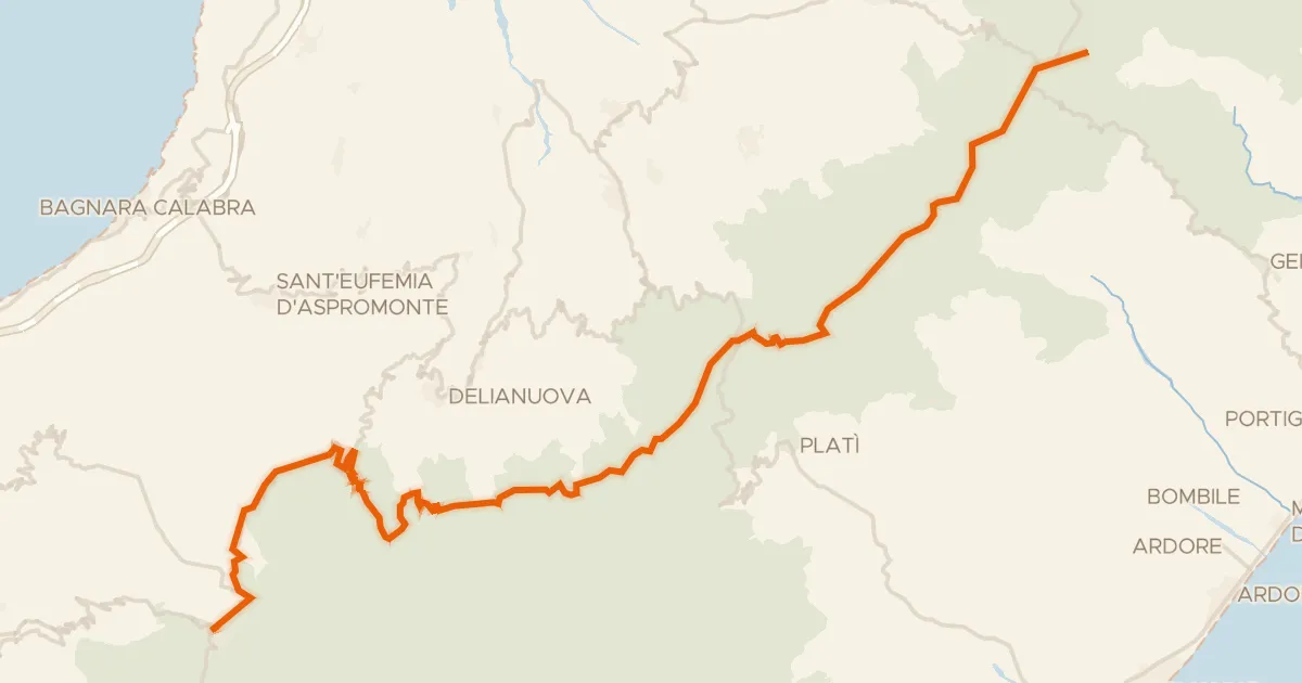 Kaart van de fietsroute Ciclovia dei Parchi della Calabria - Tappa 11