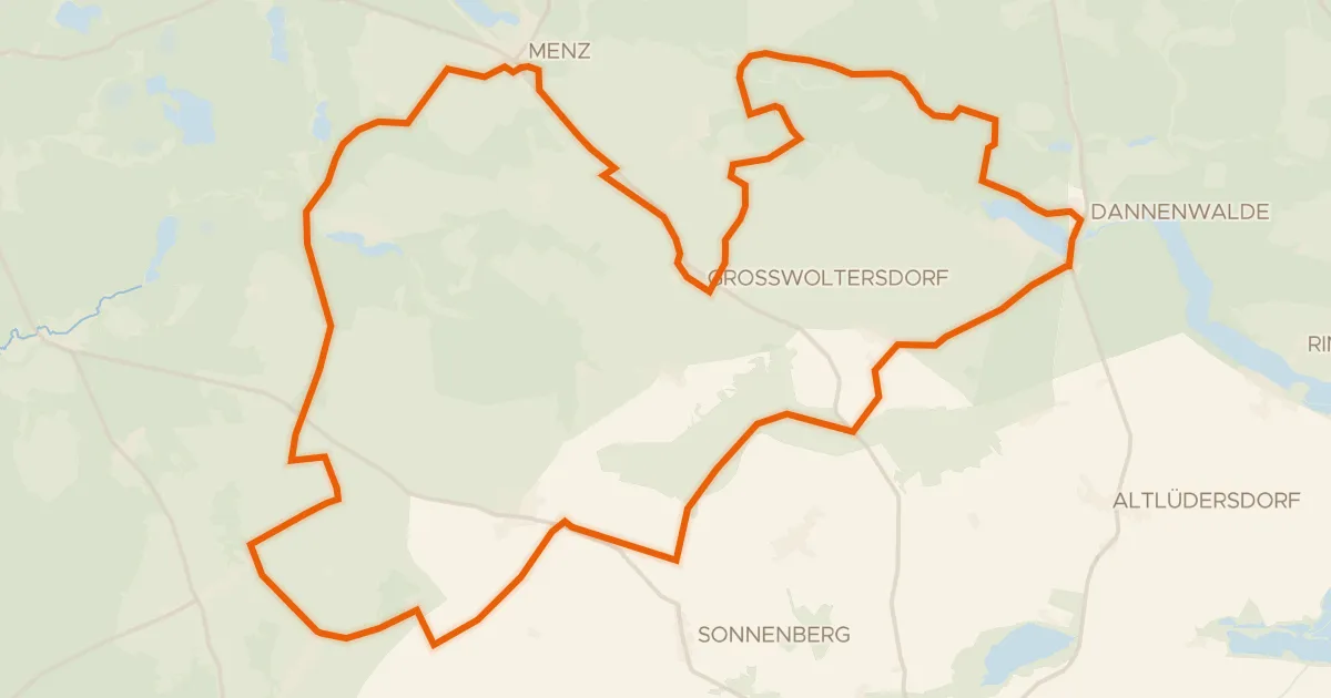 Kaart van de fietsroute Rondje Herrenhaus Dannenwalde en Stechlin