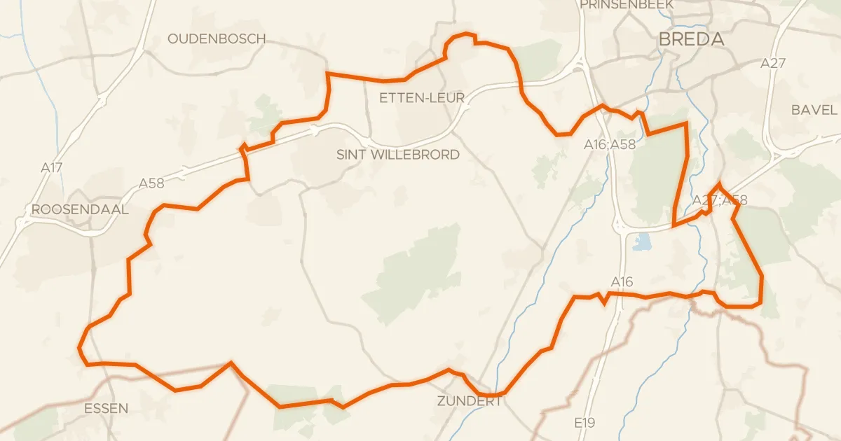 Map of the cycling route Rondje Kasteel Bouvigne en Mastbos
