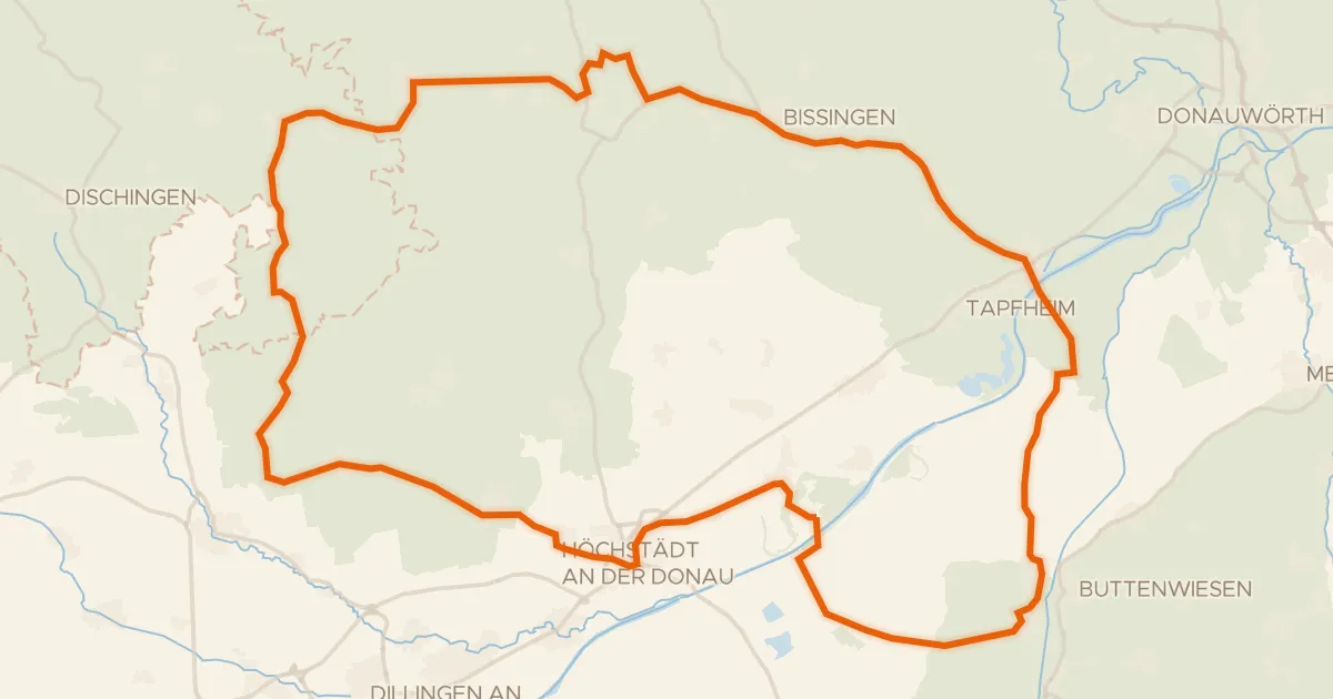 Map of the cycling route Rondje Schloss Amerdingen en Apfelwörth