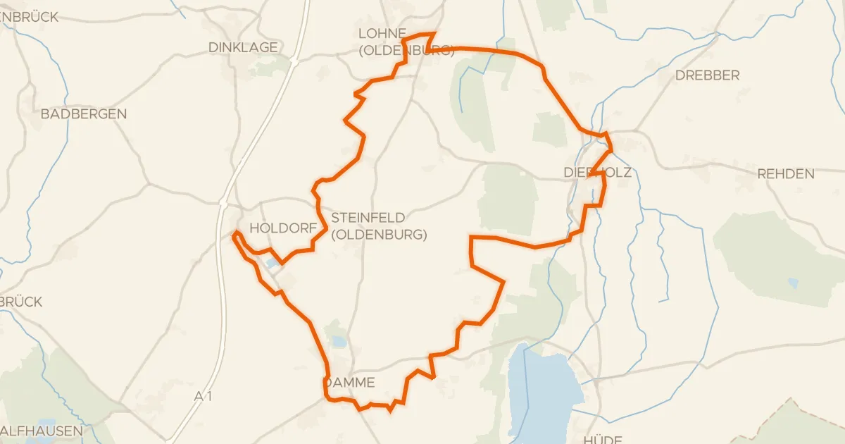 Map of the cycling route Rondje Südlohner Moor en Dammer Berge