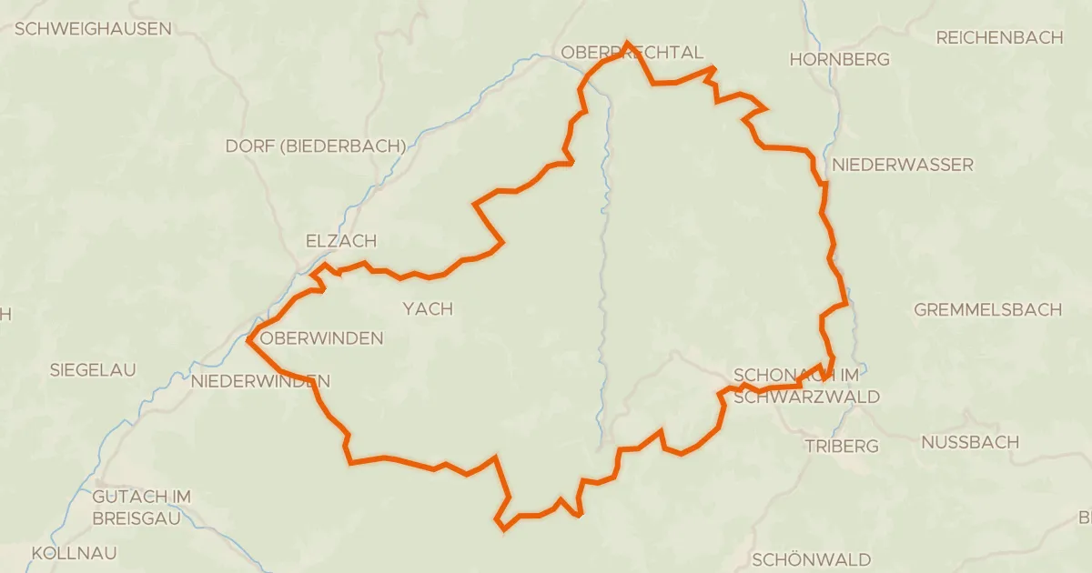 Map of the cycling route Rondje Huberfelsen en Blindensee