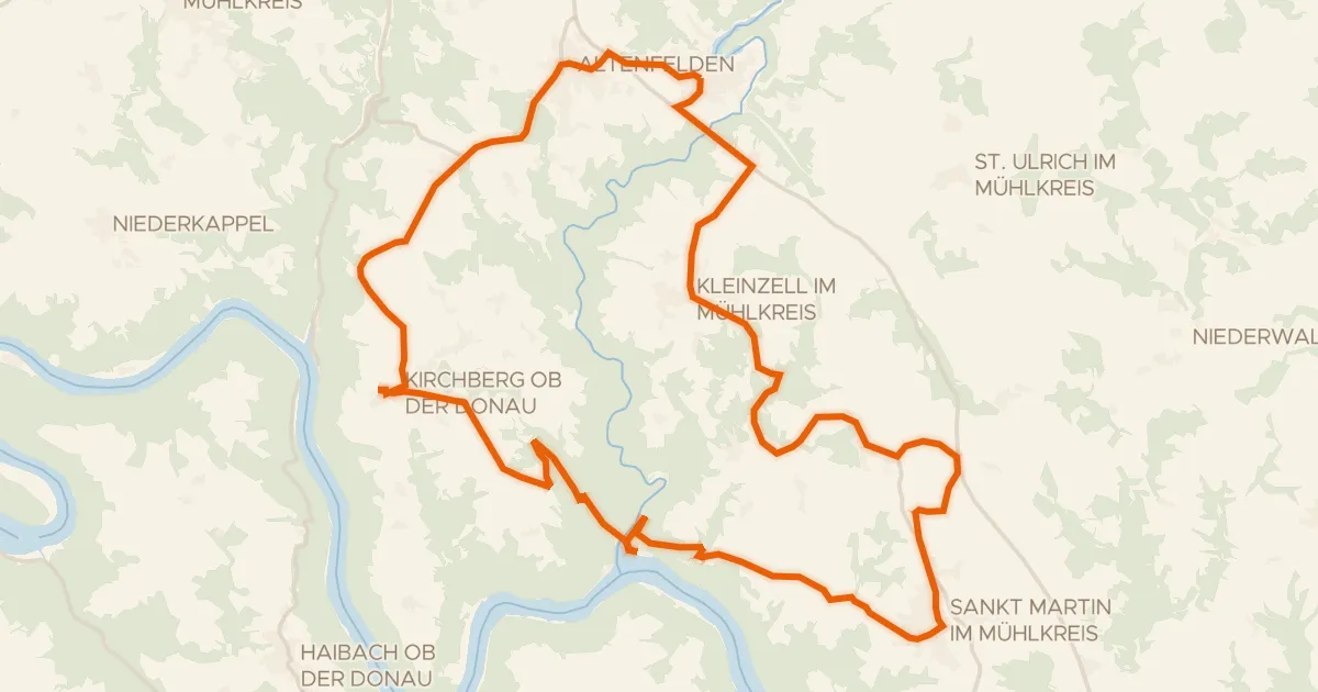 Kaart van de fietsroute Donau-Granit-Runde
