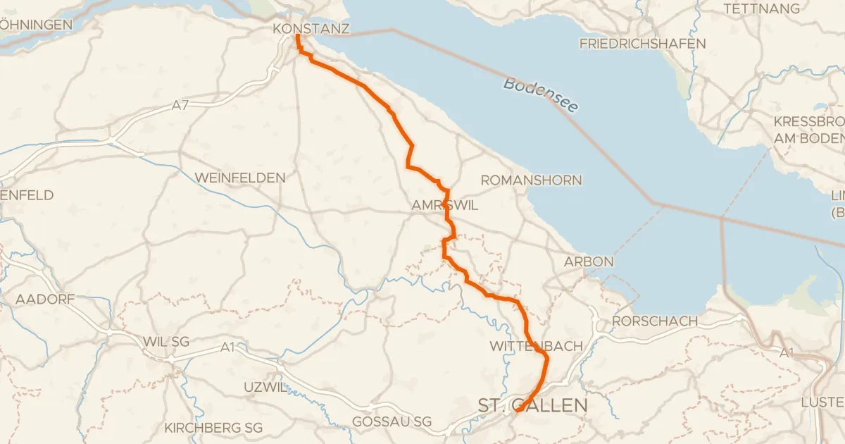 Kaart van de fietsroute Konzil Radweg