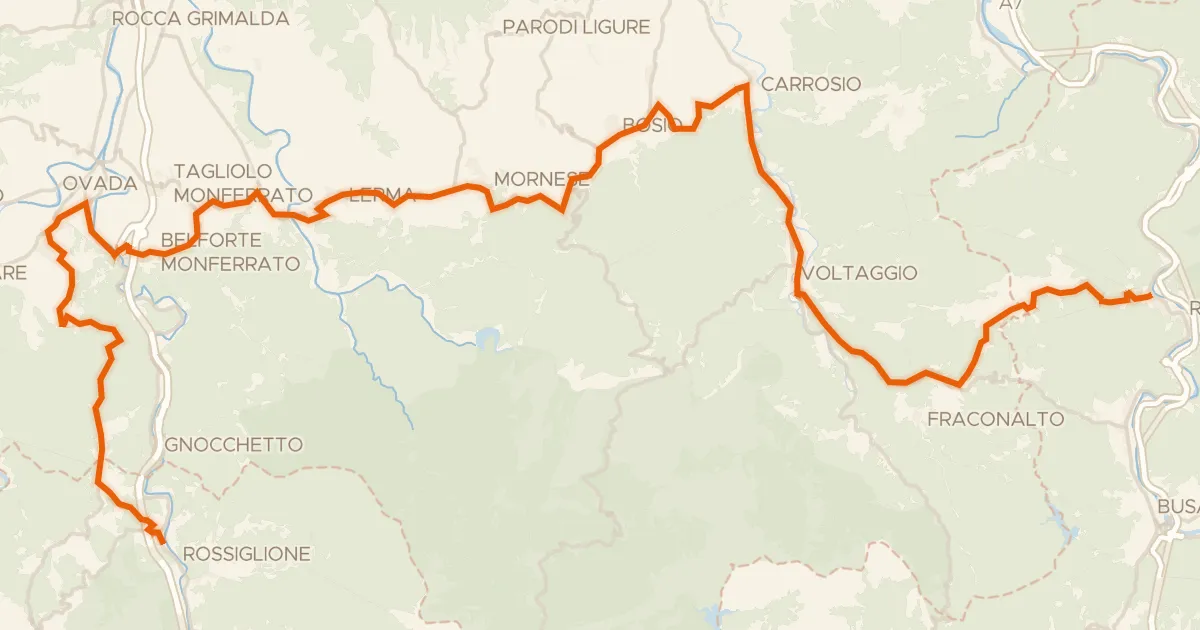 Kaart van de fietsroute ABT Tappa 2: Rossiglione - Ronco Scrivia