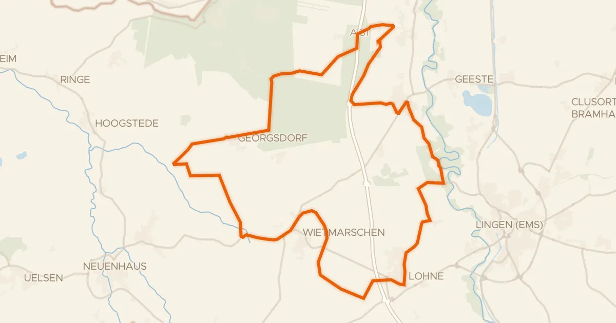 Kaart van de fietsroute Rondje Geestmoor en Wacholderheide (bei Lingen)
