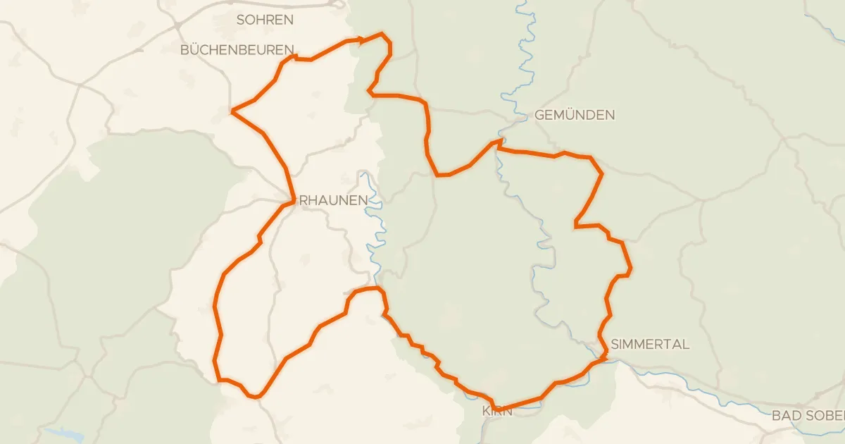 Kaart van de fietsroute Rondje langs Burg Kallenfels en Lützelsoon