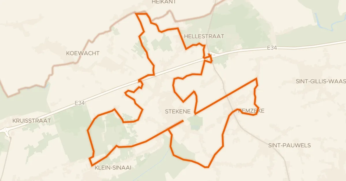 Kaart van de fietsroute Vlasroute