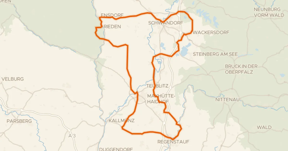 Map of the cycling route Rondje Schloss Charlottenhof en Naturpark Hirschwald