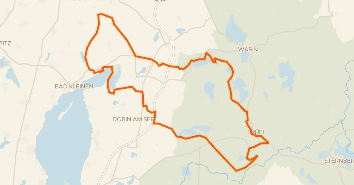 Kaart van de fietsroute Rondje Döpe en Lostener See