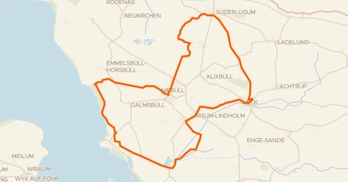 Kaart van de fietsroute Rondje Süderberge en Bottschlotter See
