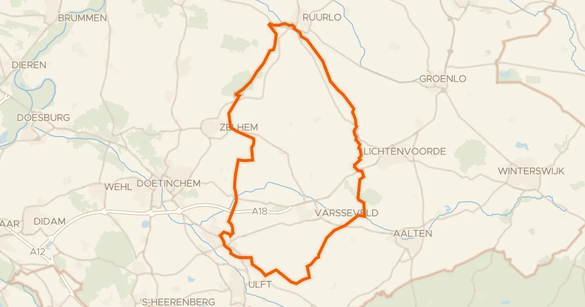 Map of the cycling route Rondje Kasteel Huize Ruurlo en Boven-Slinge