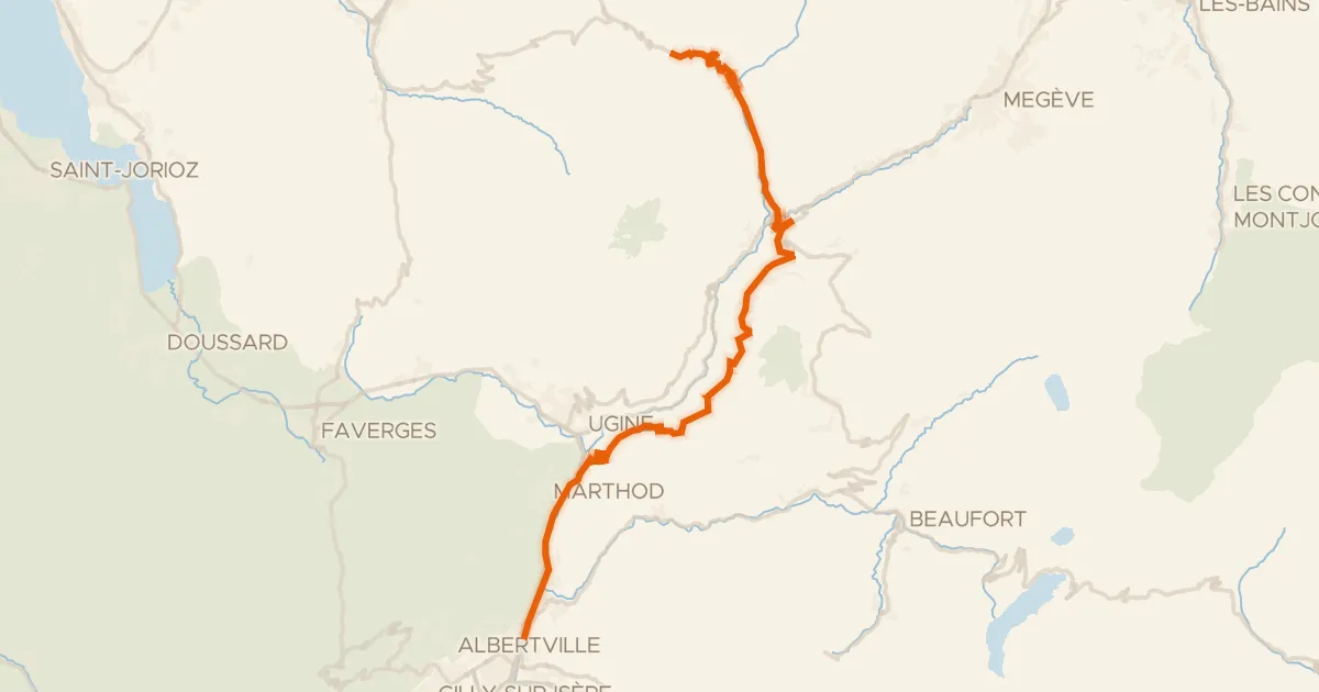 Map of the cycling route Traversée des Aravis