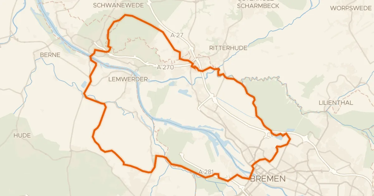 Map of the cycling route Rondje Burg Blomendal en Kuhgrabensee