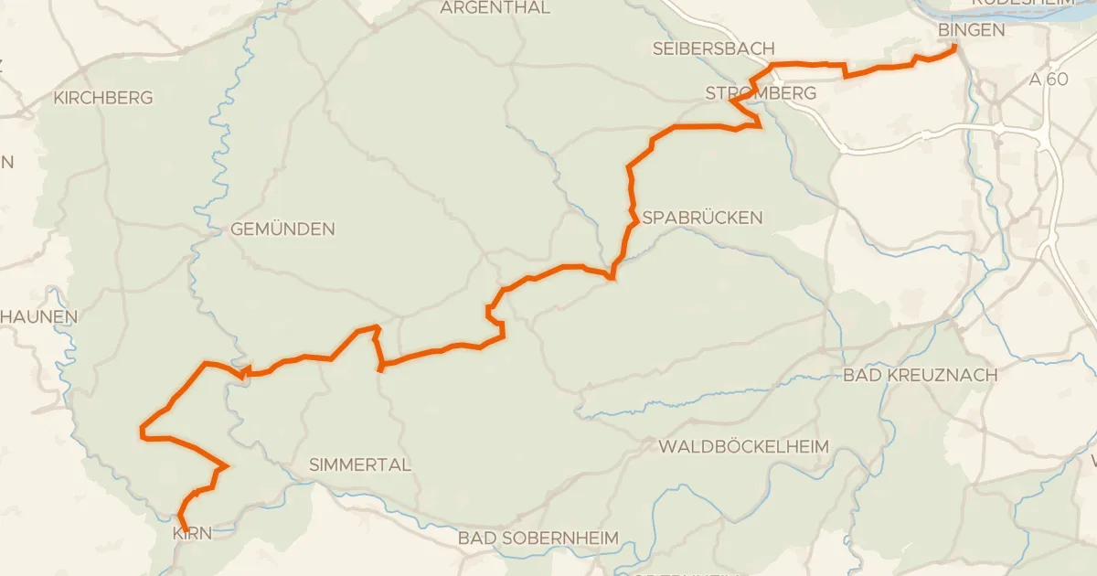 Kaart van de fietsroute Soonwald-Tour