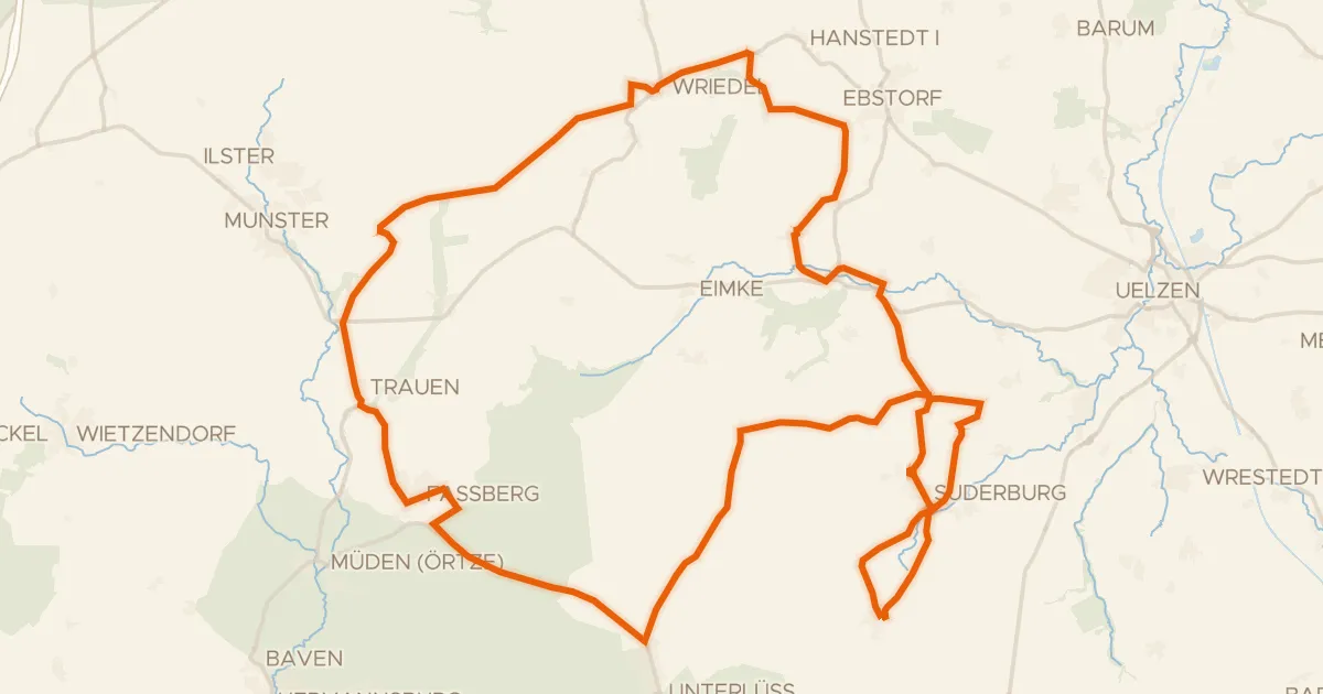 Kaart van de fietsroute Rondje Tal der kleinen Örtze en Arendorfer Moor
