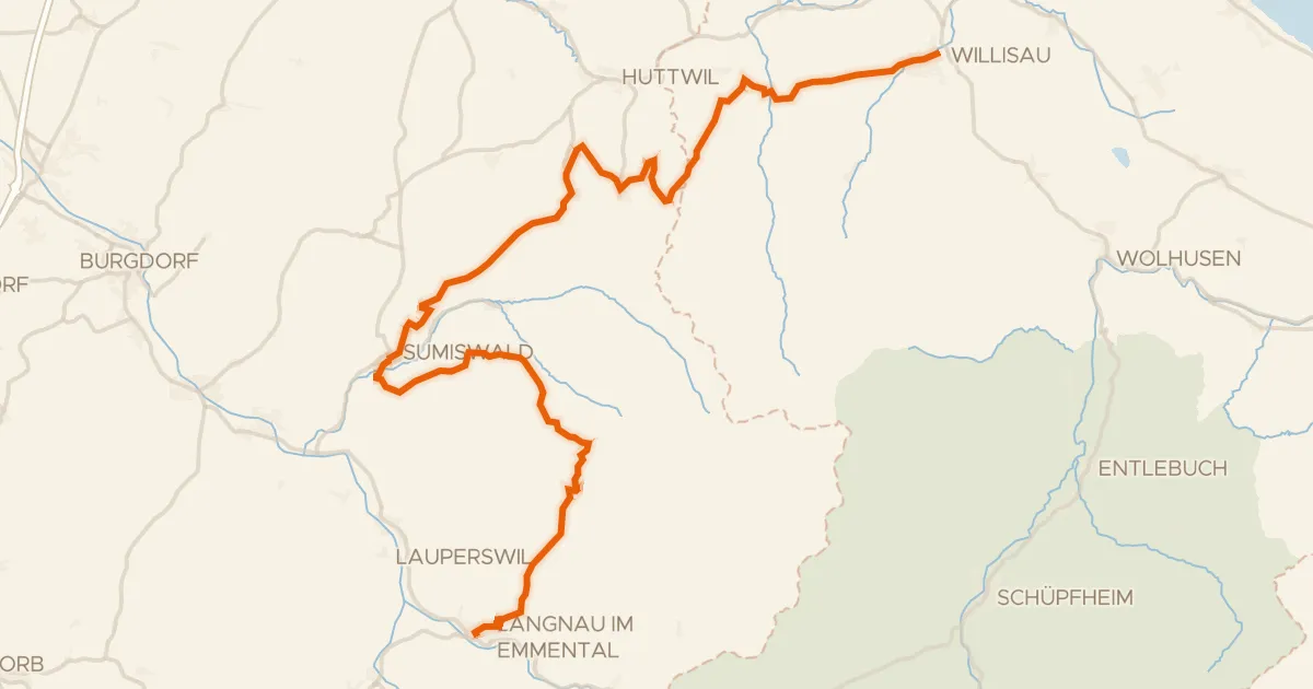 Kaart van de fietsroute Herzschlaufe Napf