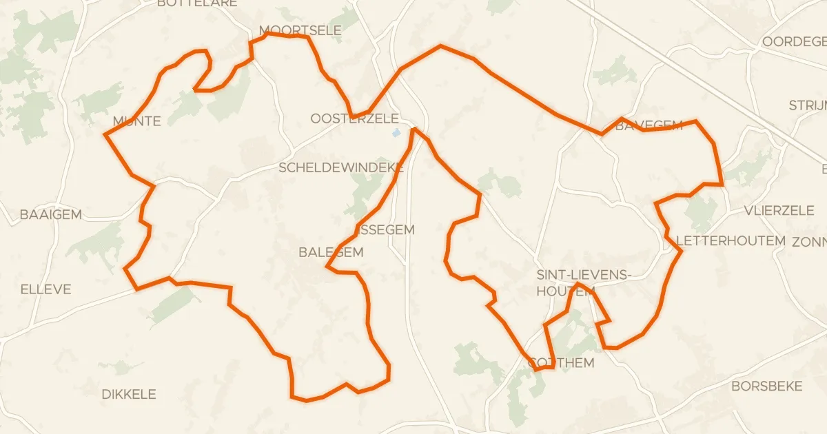 Kaart van de fietsroute Rodelandroute 2