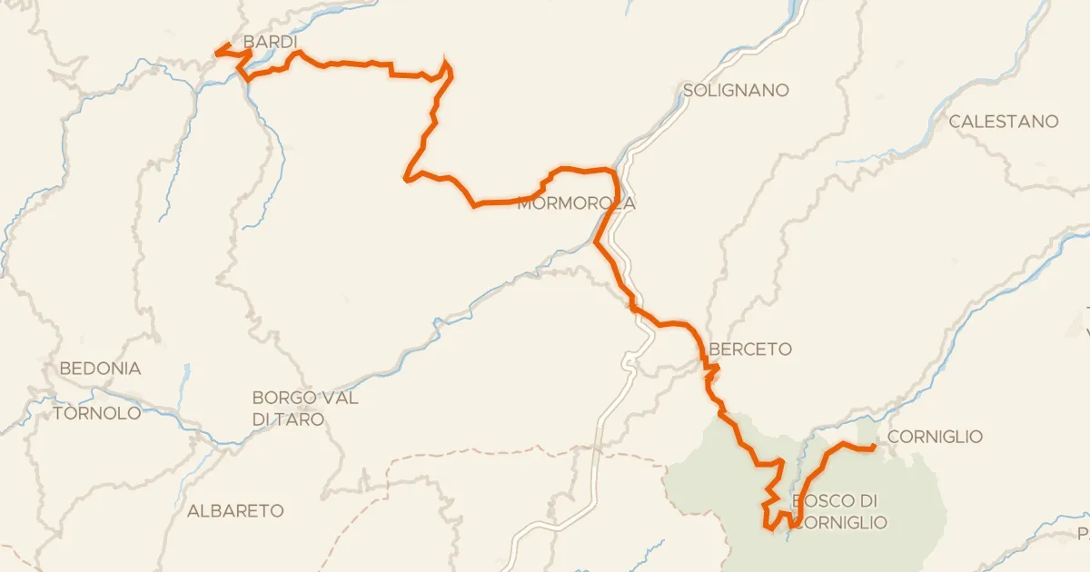 Kaart van de fietsroute ABT Tappa 5: Bardi - Corniglio