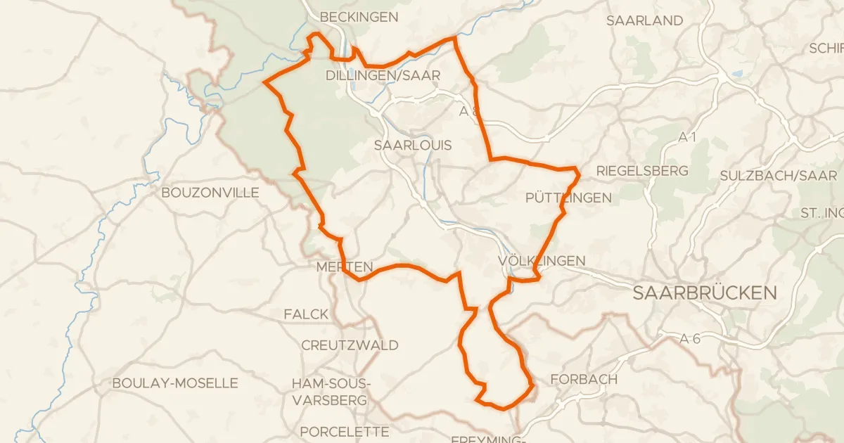 Map of the cycling route Rondje Ruine Burg Siersberg en Burg Püttlingen