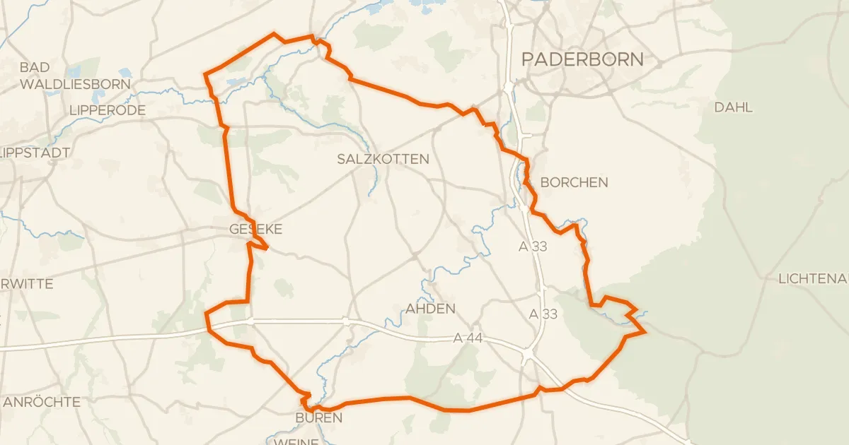 Map of the cycling route Rondje Ettelner Burg en Boker Heide