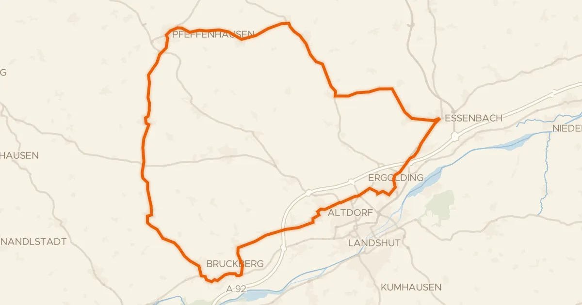 Kaart van de fietsroute Rondje Schloss Mirskofen en Schloss Bruckberg