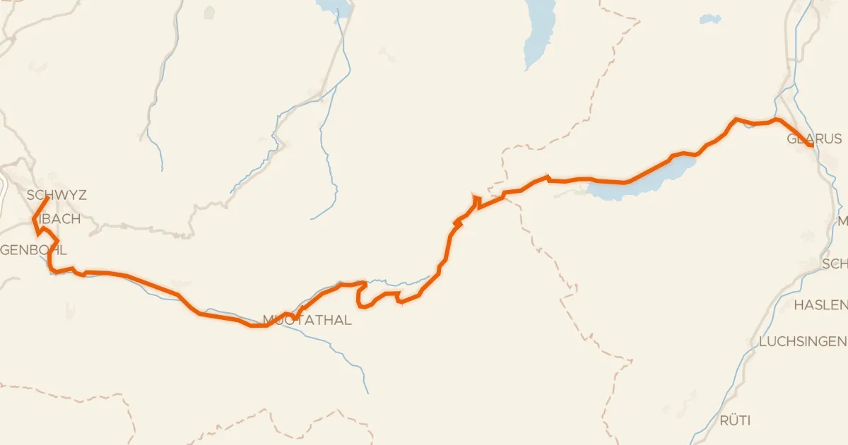 Kaart van de fietsroute Suworow-Route