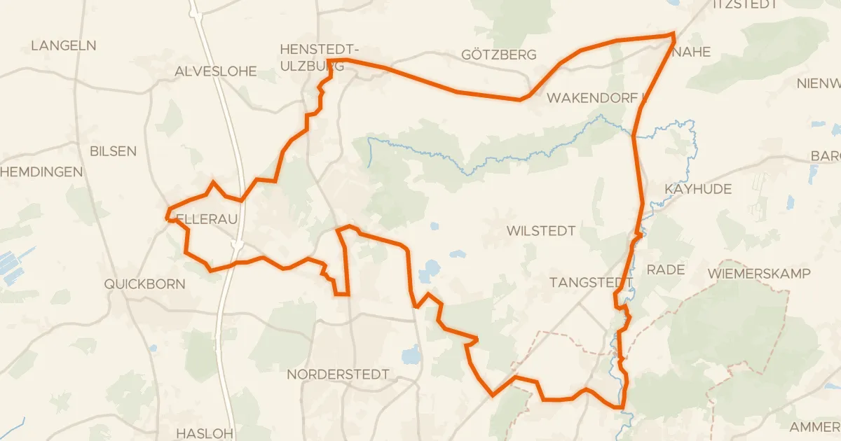 Kaart van de fietsroute Rondje Wittmoor en Wohldorfer Wald