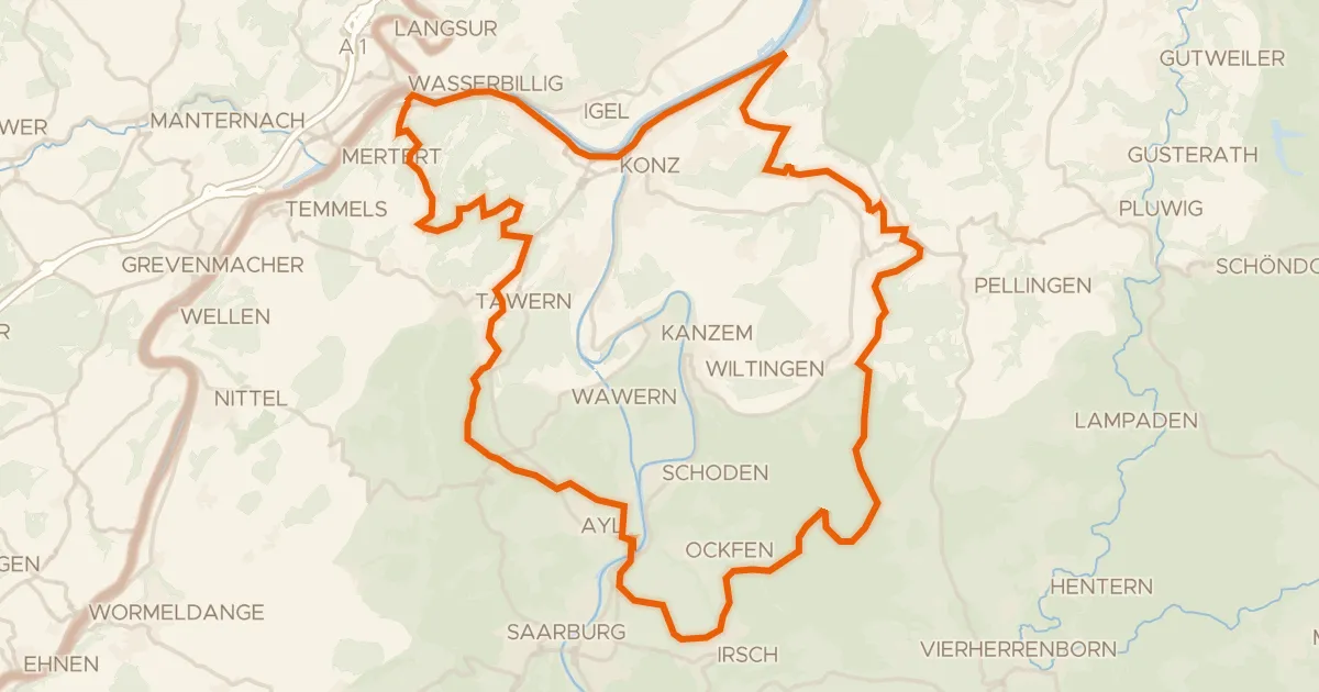 Kaart van de fietsroute Rondje Perfeist bei Wasserliesch en Saar