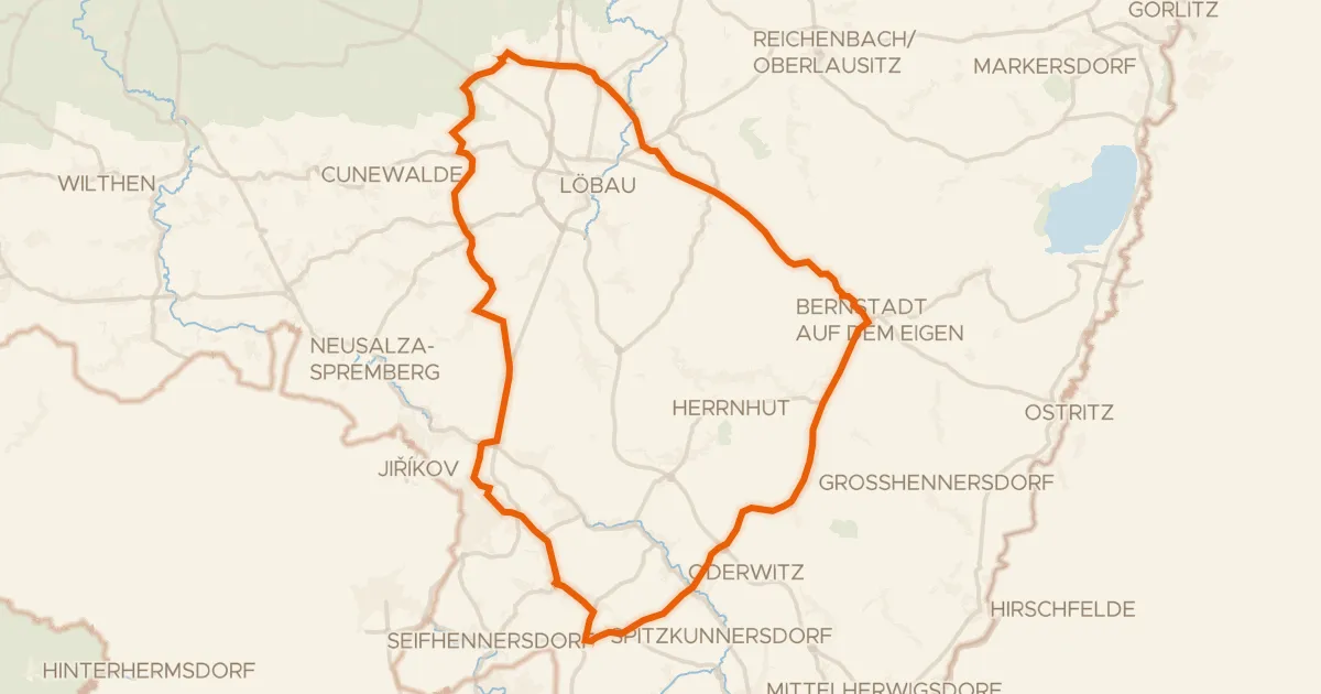 Kaart van de fietsroute Rondje Schloss Kittlitz en Georgewitzer Skala