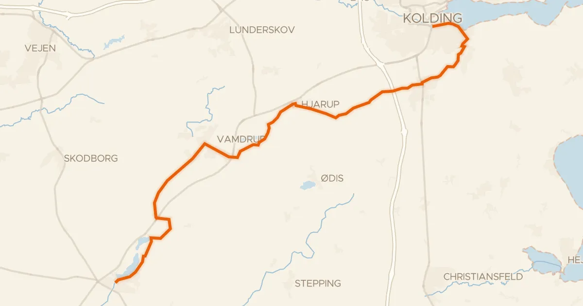 Map of the cycling route Kongeådalen