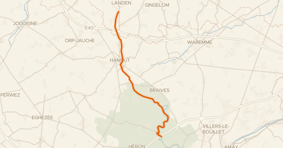 Kaart van de fietsroute Ravel Ligne 127