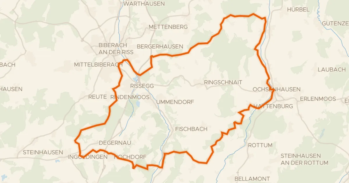 Map of the cycling route Rondje Wettenberger Ried en de Rottum