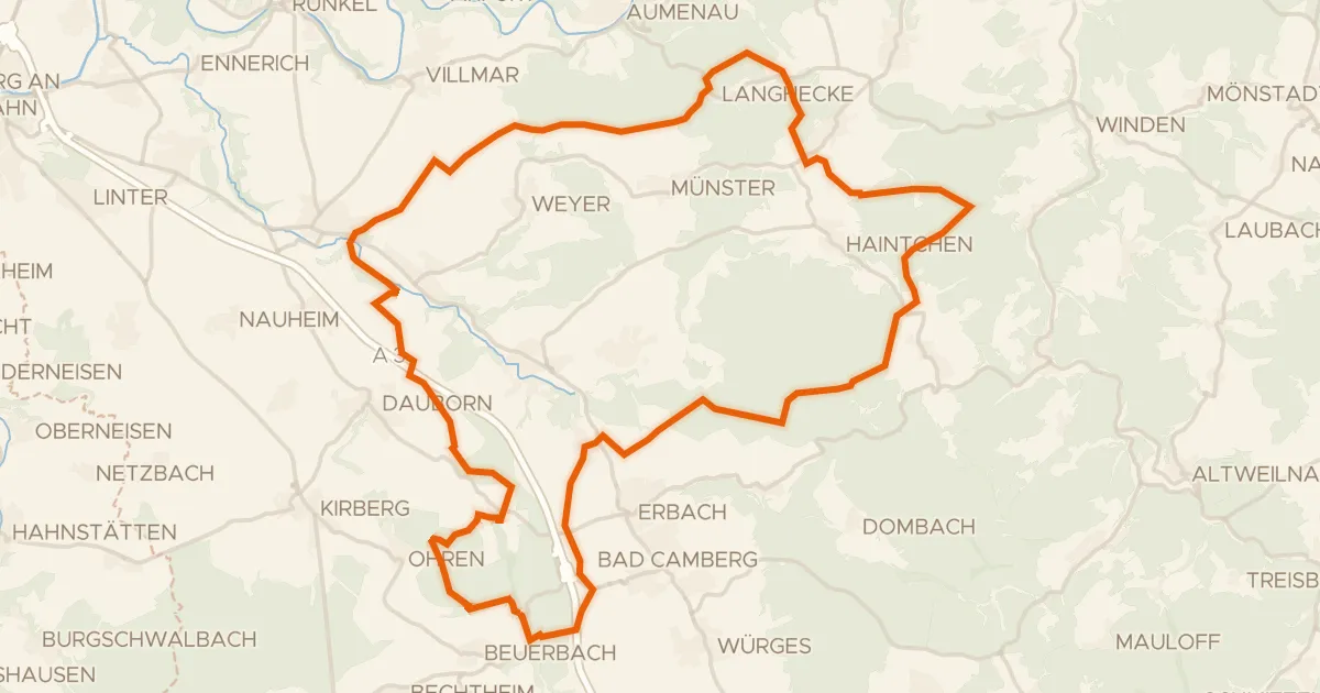 Kaart van de fietsroute Rondje Wörsbachtal en Bleidenberg bei Niederbrechen