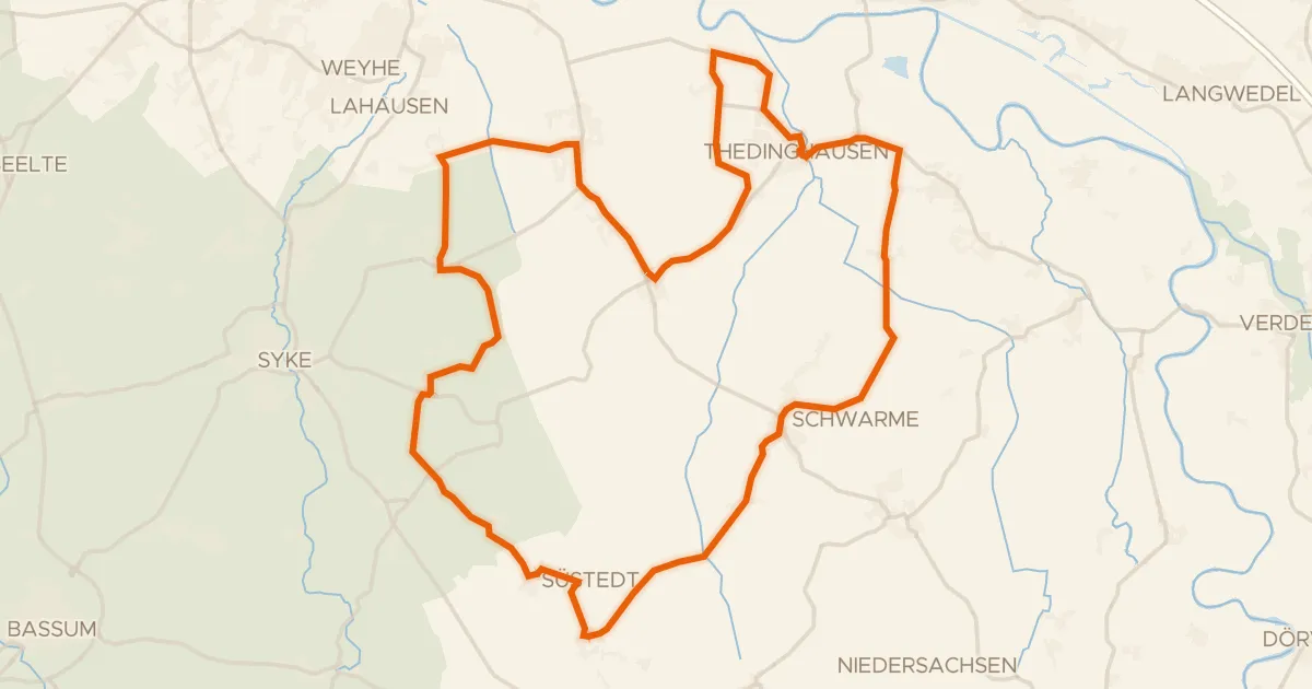 Map of the cycling route Rondje Erbhof en Windmühle Emtinghausen