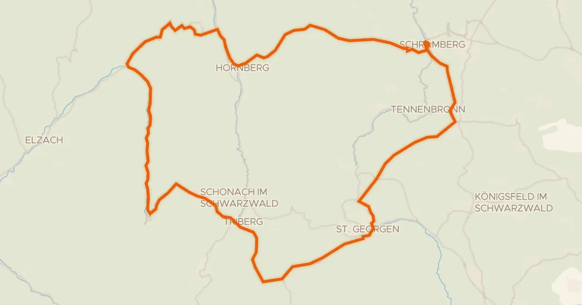 Map of the cycling route Rondje Hohenschramberg en Brigach