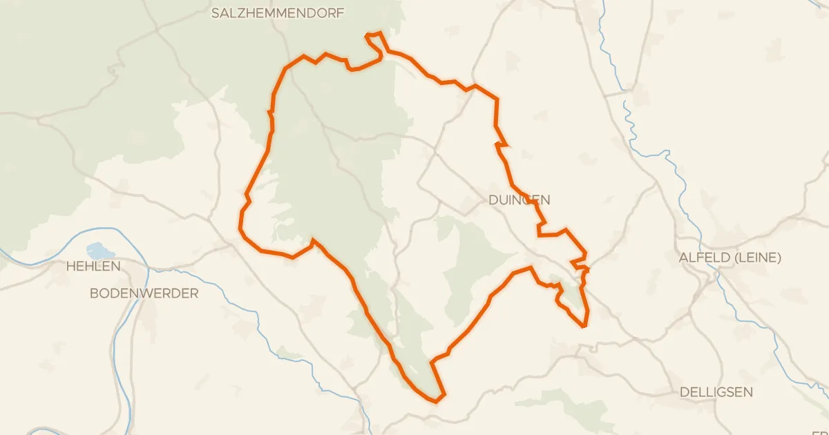 Map of the cycling route Rondje Poppenburg en Ith