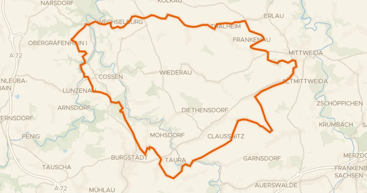 Map of the cycling route Rondje FFH Mittleres Zwickauer Muldetal en Zwickauer Mulde