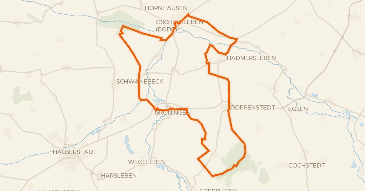 Kaart van de fietsroute Rondje Domburg en Burg Oschersleben
